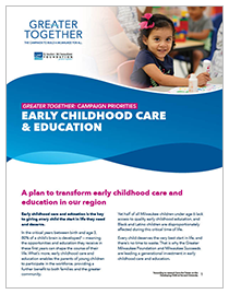 Greater Together Campaign case cover featuring early childhood education