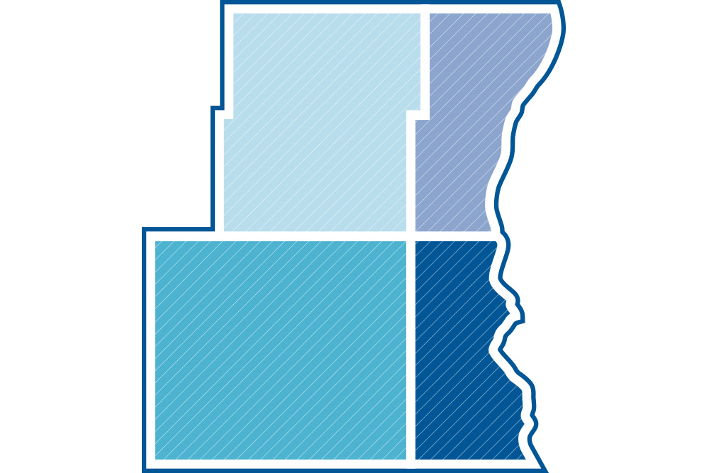 map illustration of Milwaukee, Waukesha, Ozaukee and Washington counties