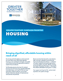 Greater Together Campaign case cover featuring housing