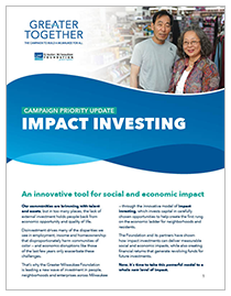 Greater Together Campaign case cover featuring impact investing