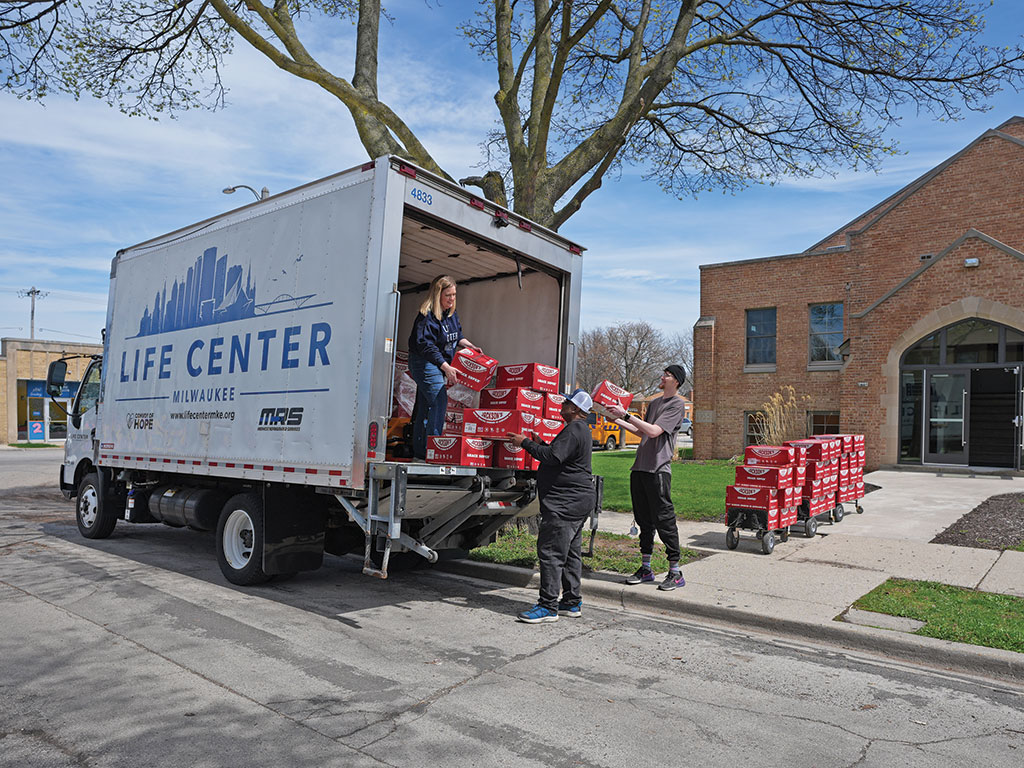 A Foundation grant helped Life Center Milwaukee, a small food bank, purchase a refrigerated box truck to help deliver more food to area food pantries.