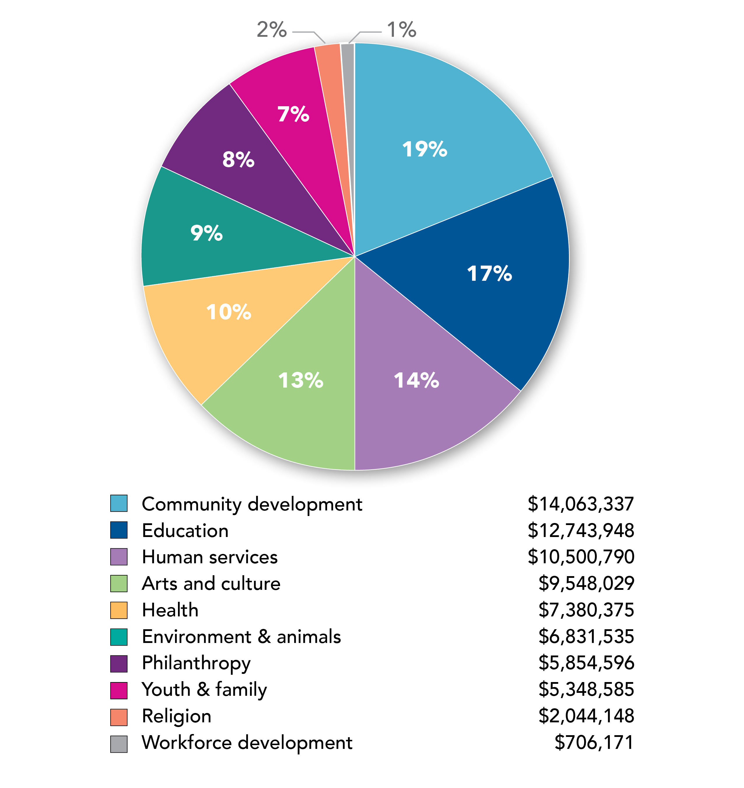 2024 grant making by interest area pie chart